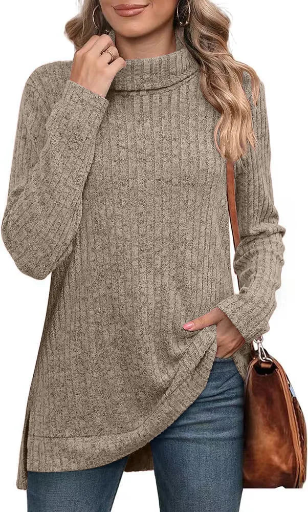 Effen herfst dames oversized coltrui truien lange mouwen