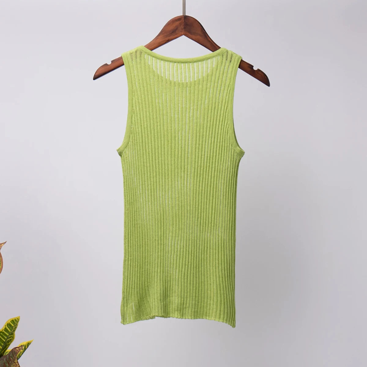 Bornladies Fashion Witte Wol Doorschijnende Dames Tanks Tops Outfit Mouwloos