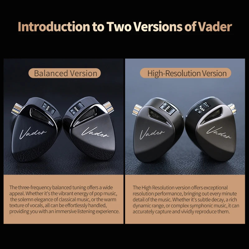 KZ Vader hoofdtelefoonmonitor, high fidelity hoofdtelefoon, aanpasbaar en
