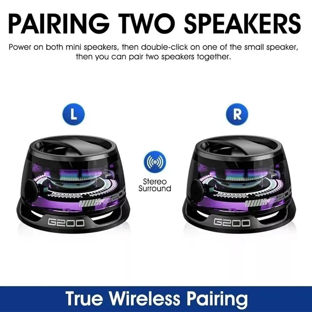 Mini Portable Bluetooth Speaker G200 RGB Color Light Magnetic Speaker Bt5.3