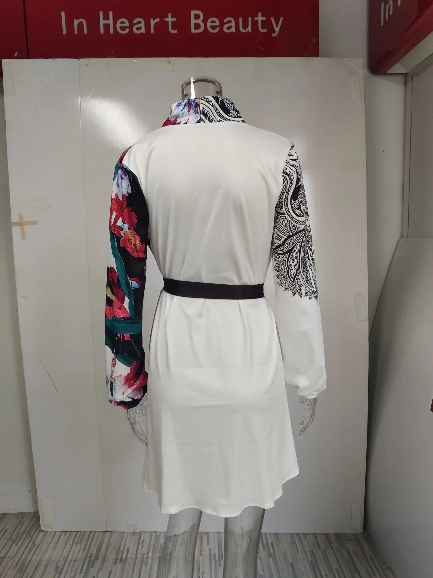 Elegante bloemenprint patchwork feestjurk lente dames V-hals riem mini
