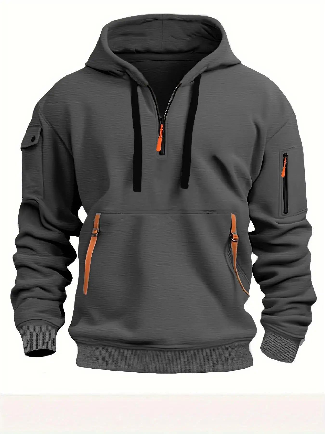 Multi Pocket Zipper Fleece Hooded Casual Shirt for Men and Women Plus Size Loose