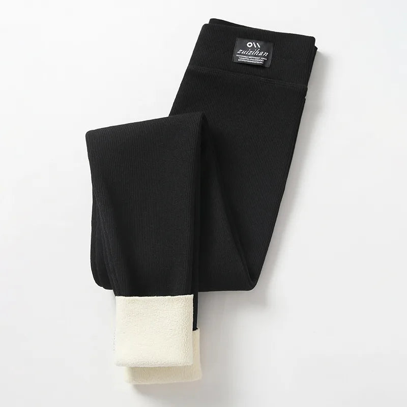 Winter Borduurwerk Warme Legging Dames Sexy Hoge Taille Geribbelde Legging Dames Hoge Taille