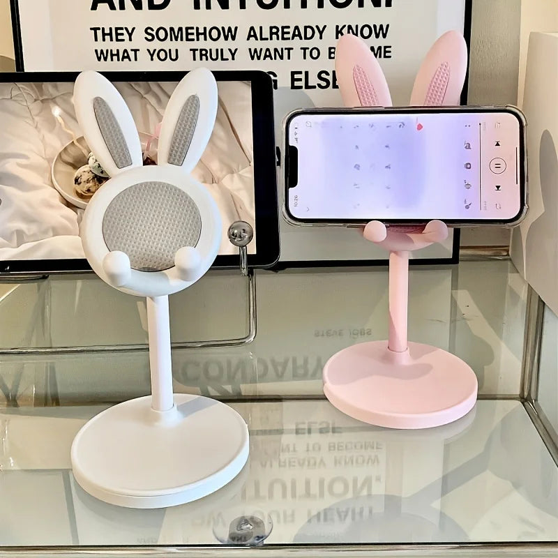 Schattige cartoon konijn telefoonstandaard verstelbaar en compatibel met iPhone, Kindle