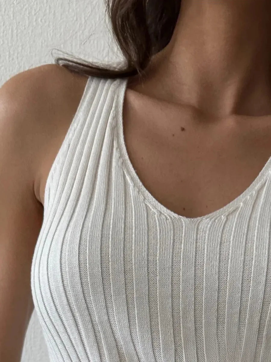 Bornladies Dames Mouwloze Gebreide Jurk Band Zomer Mode Brede Schouders