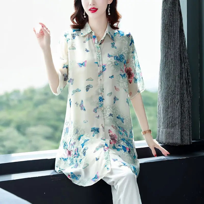 Zomer Polo Kraag Mode Korte Mouw Shirt Dames High Street Casual Los