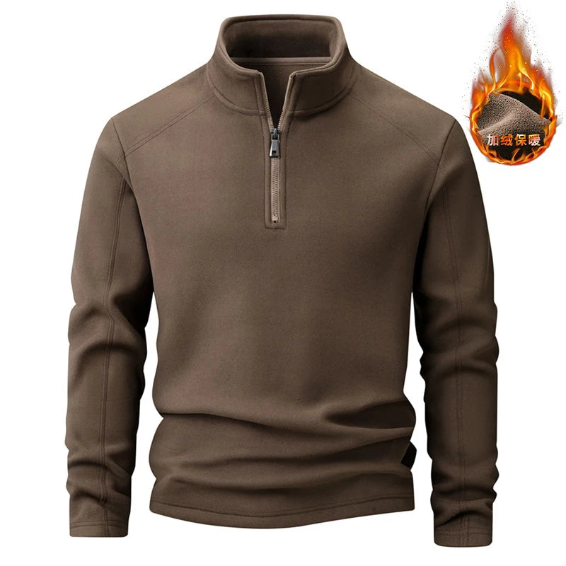 Plus Velvet Sweater Men s L 9XL Large Size Winter Polar Fleece Stand up Collar Half zipper Long