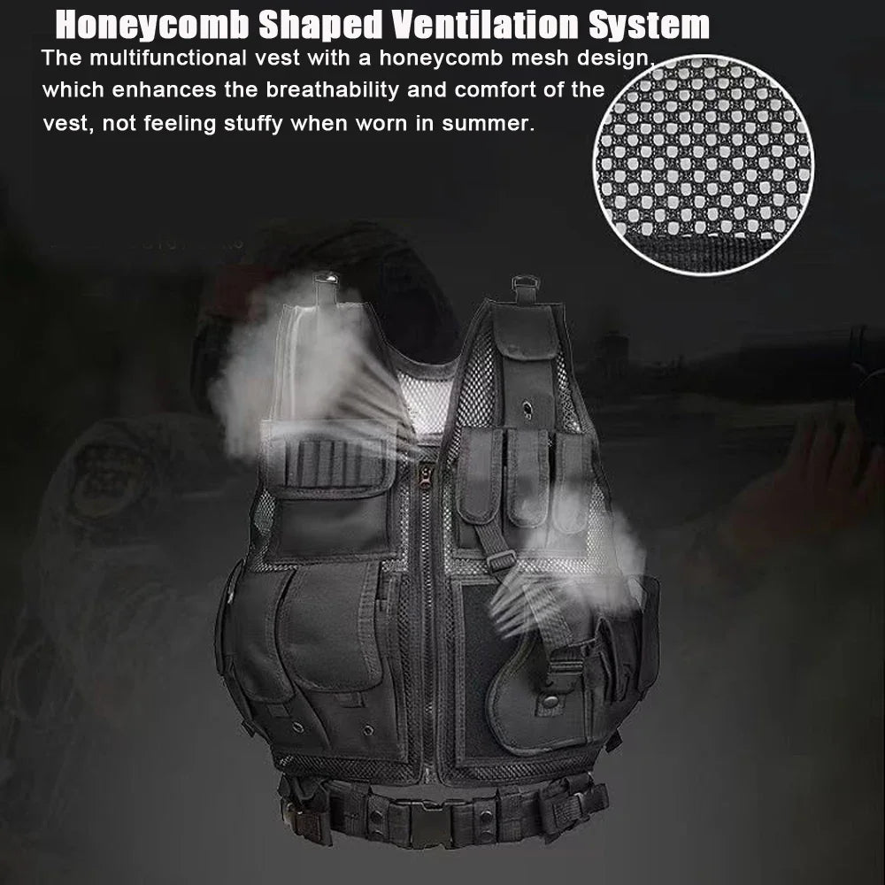 Adjustable Molle Tactical Vest Combat Body Armor Vests Security Guard Hunting