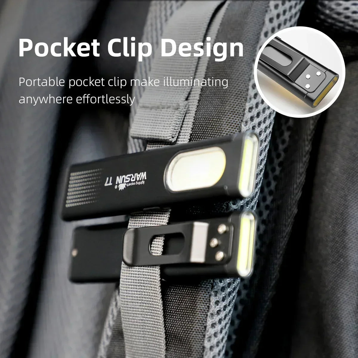 Warsun LED sleutelhanger zaklamp USB C oplaadbare draagbare mini zaklamp