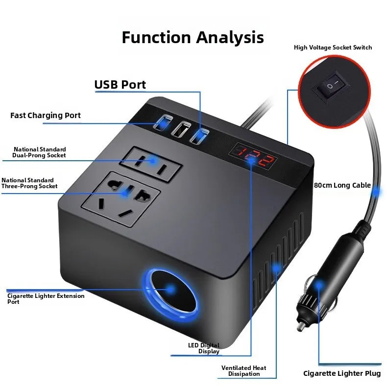 Car Inverter 12v24v to 110v220v Power Socket Conversion for Home Use