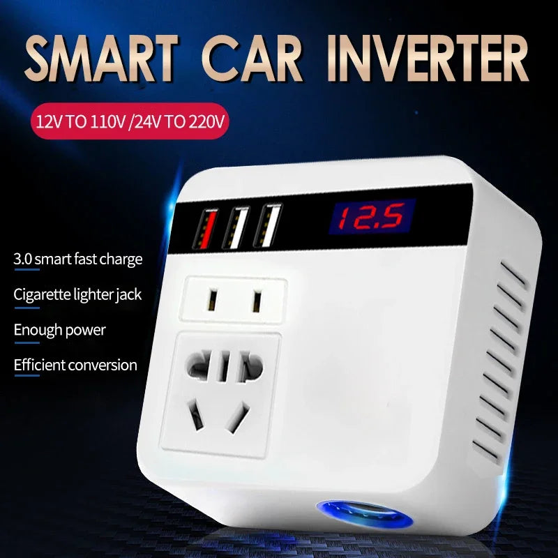 Car Inverter 150w Peak Dc12v 24V to 110v 220v LED Display Sockets Power Inverter