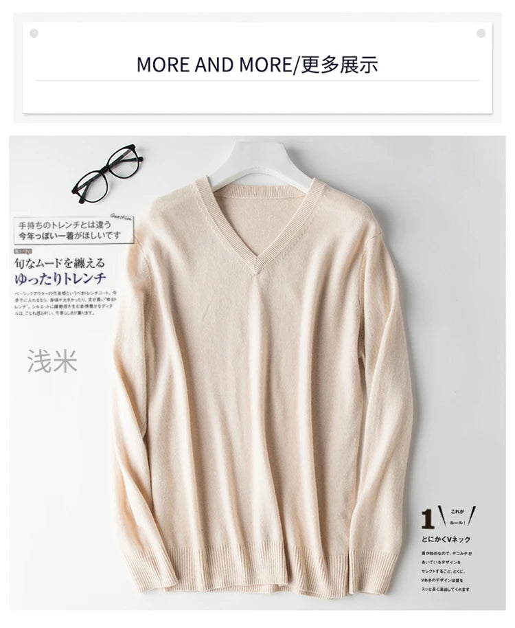 Classic Pullover V Neck Sweater Men Autumn Winter Cashmere Cotton Blend Warm Jumper Clothes Pull