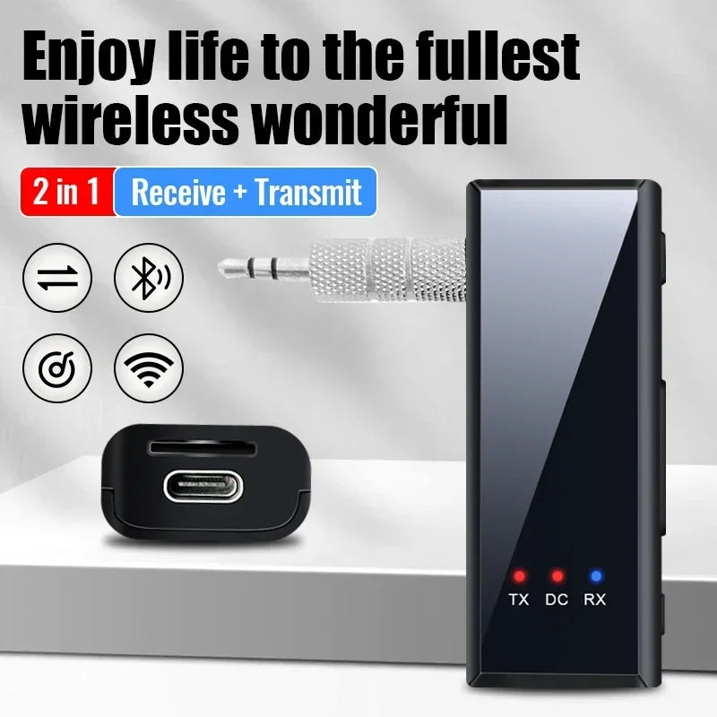 2-in-1 Bluetooth 5.4 audio-ontvanger, zender, stereomuziek, draadloze adapter