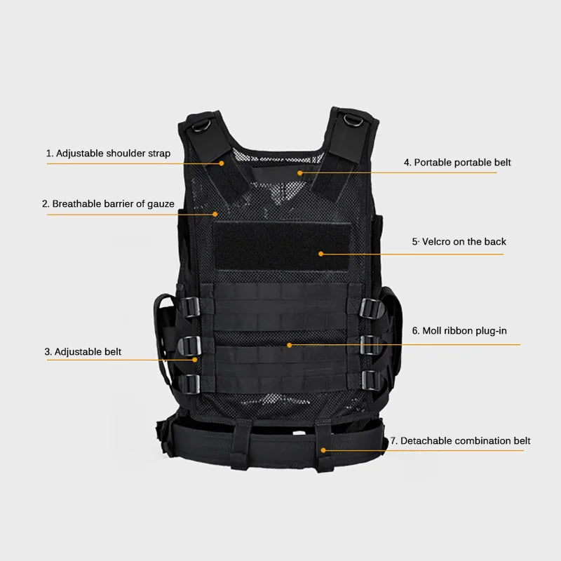 Adjustable Molle Tactical Vest Military Combat Body Armor Vests Security Hunting