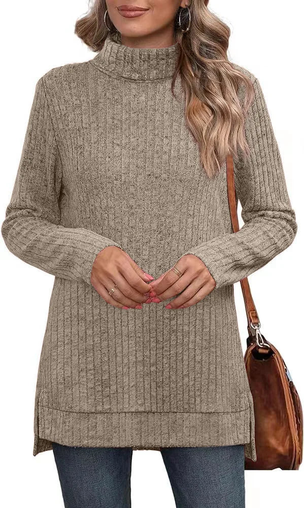 Effen herfst dames oversized coltrui truien lange mouwen