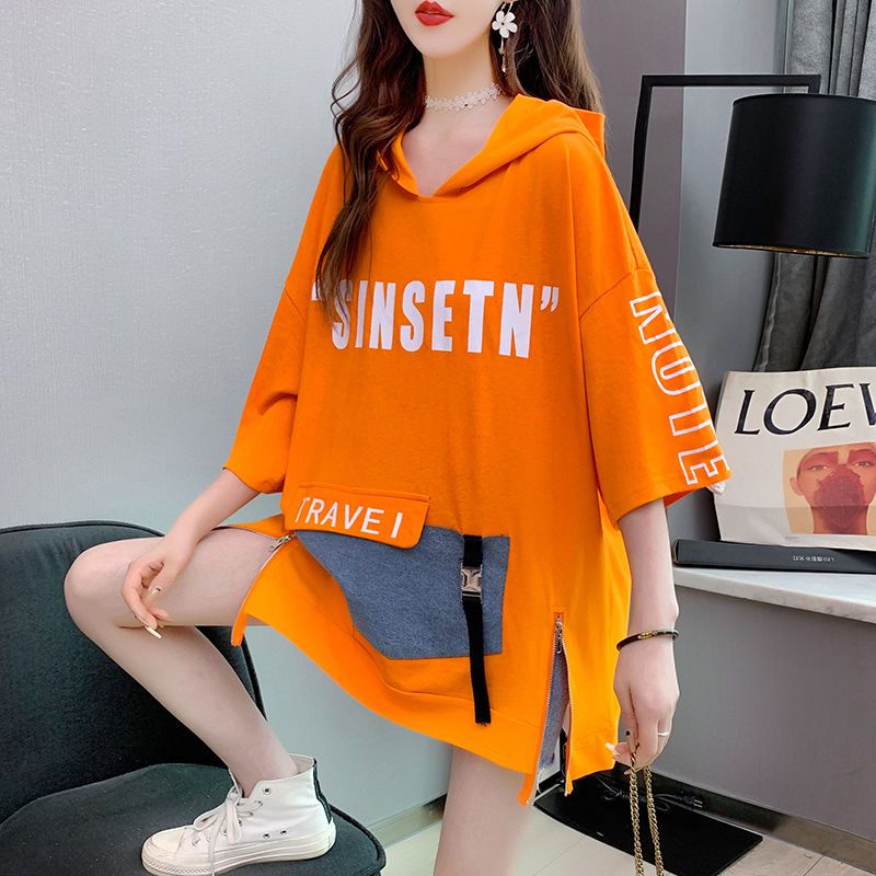 Zomer Harajuku Y2K Hooded Schouder Mouw V-hals T-shirts Dames Mode Letter