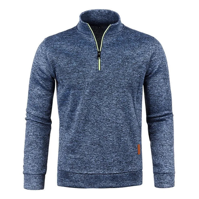 Autumn Men s Half Zipper Sweatshirts Long Sleeve Solid Color Pullover Turtleneck
