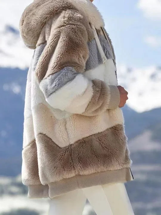 Oversized jas voor dames, herfst/winter, warme, zachte capuchon met capuchon