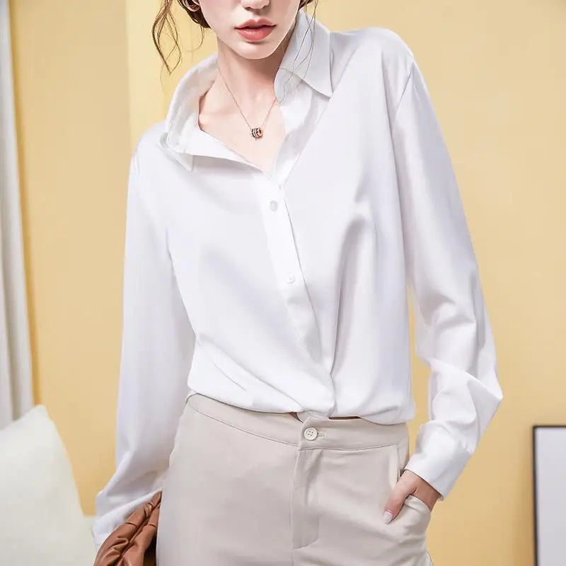 Temperament Vlek Blouses voor Vrouwen Knoopjes Lange Mouwen Dames Kantoor