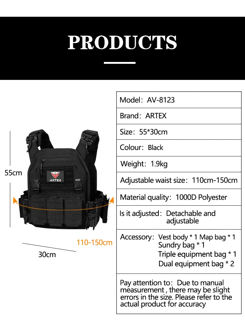 Tactical Plate Carrier Quick Release Fast Adjust Cummerbund Laser Cut Vest