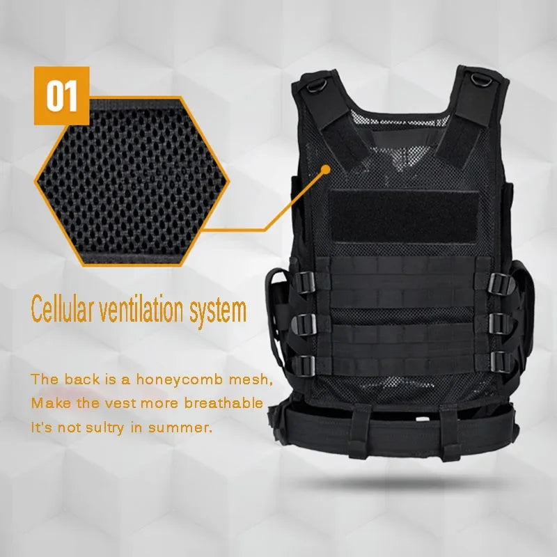Adjustable Molle Tactical Vest Combat Body Armor Vests Security Guard Hunting