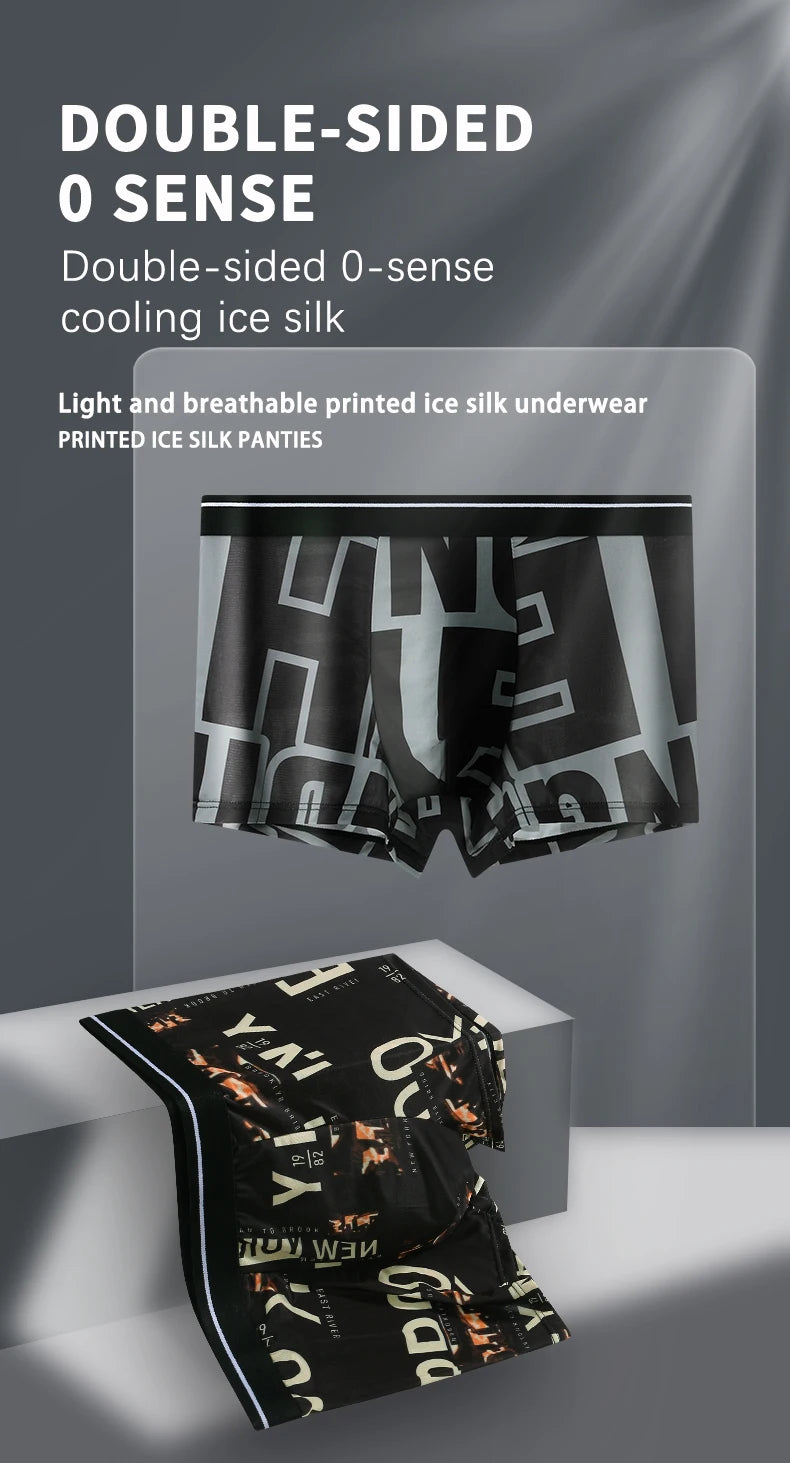 4-pack heren ondergoed met geometrische print, antibacterieel, ademend en comfortabel