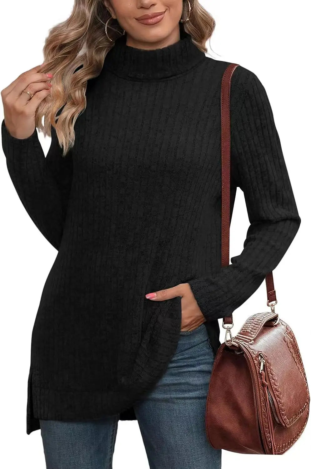 Effen herfst dames oversized coltrui truien lange mouwen