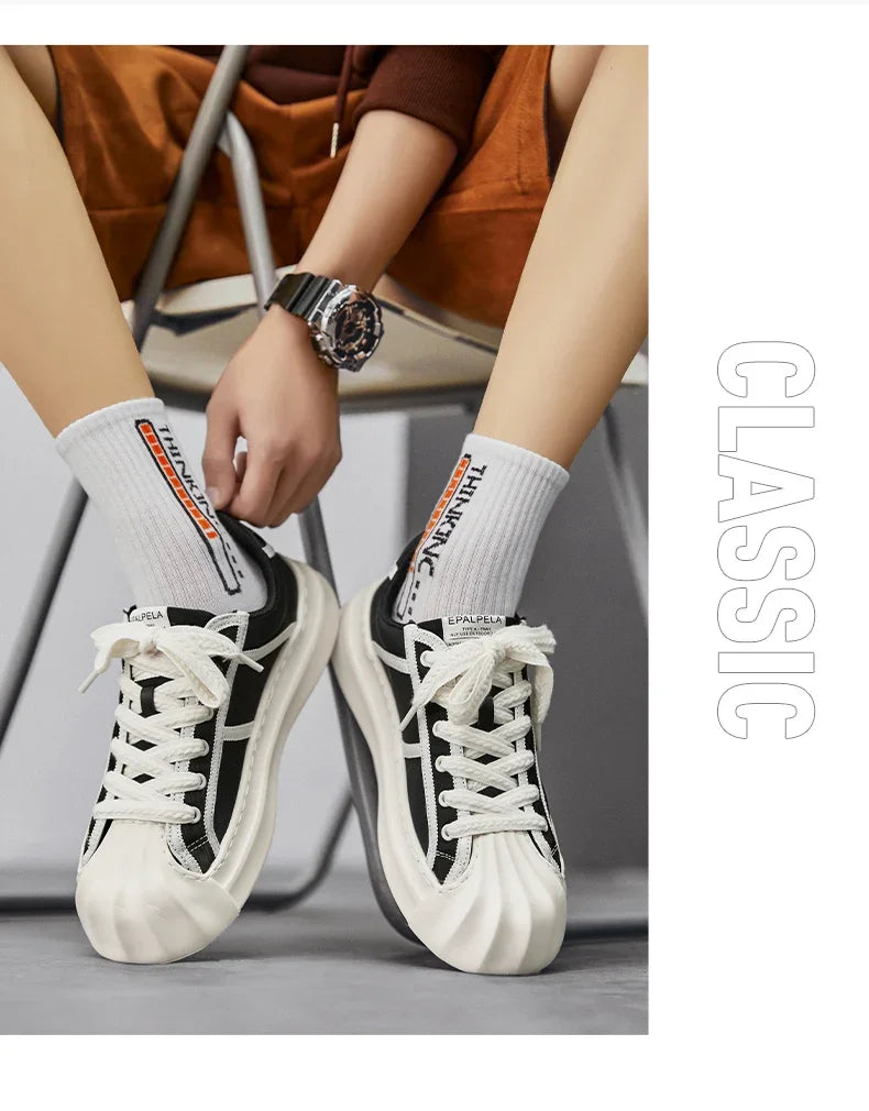 Casual Trendy Summer Shell Head Men s Shoes Breathable Niche Design Sensibility Sports White