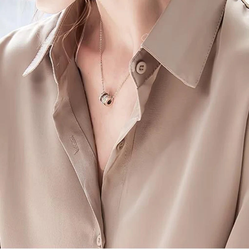 Temperament Vlek Blouses voor Vrouwen Knoopjes Lange Mouwen Dames Kantoor