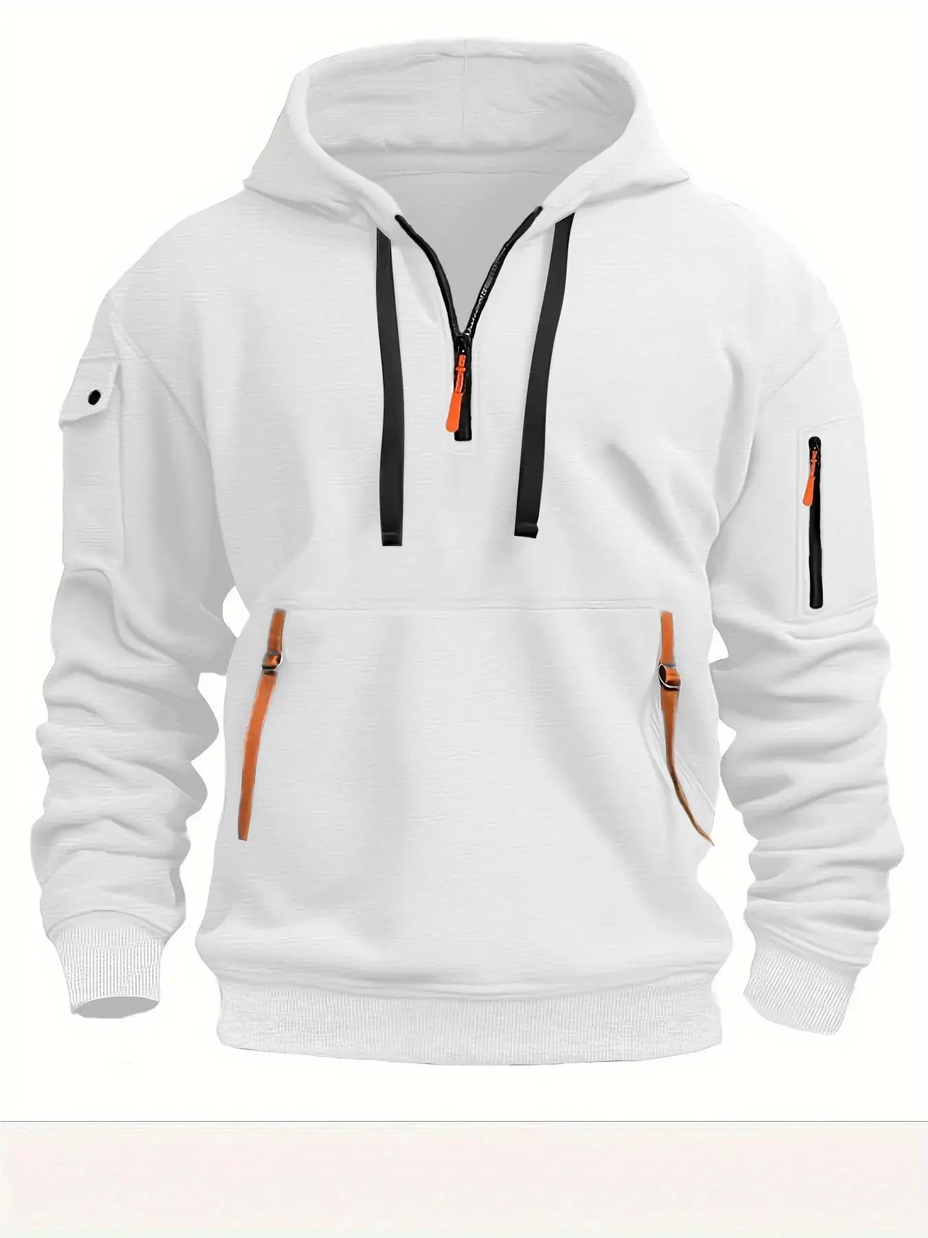 Multi Pocket Zipper Fleece Hooded Casual Shirt for Men and Women Plus Size Loose
