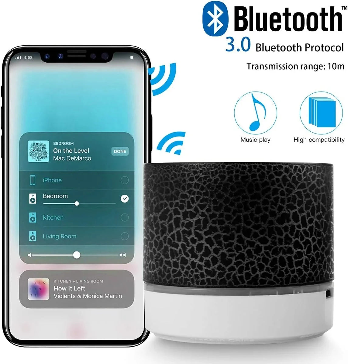 TF Draadloze Mini Motion Bluetooth-luidspreker met LED-verlichting, Super Bass