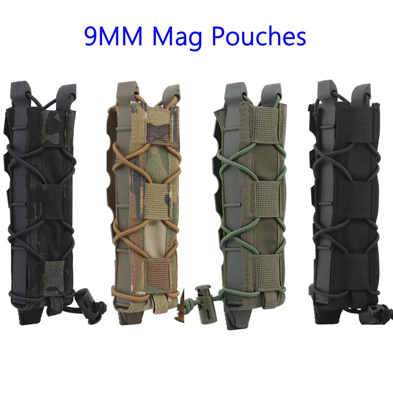 Tactical Pistol Magazine Pouch Fits MP5 MP7 .45 Single Open Top MOLLE 9mm Fast Mag Pouches