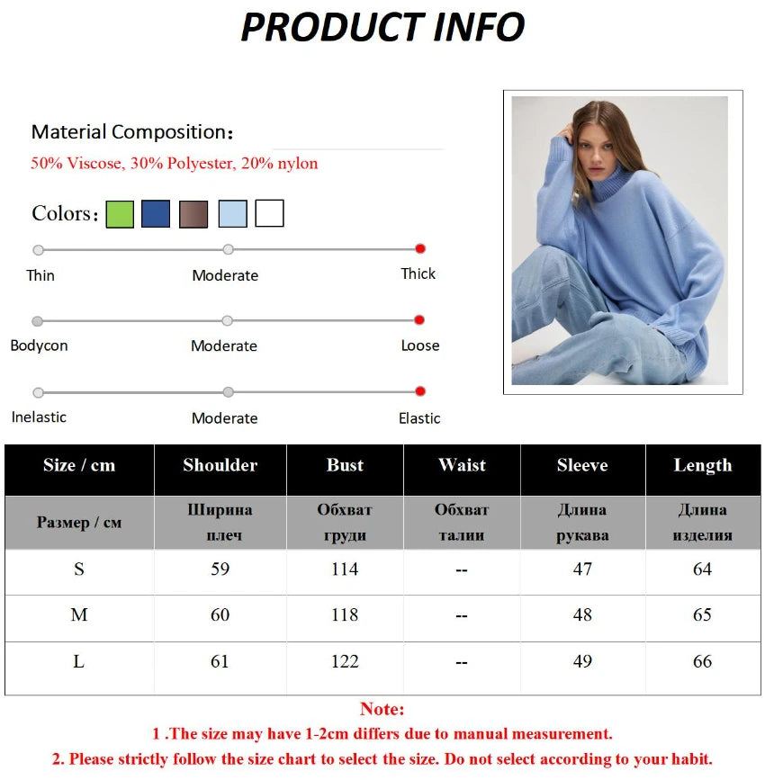 Bornladies Dames Turtleneck Trui Herfst Dikke Warme Trui Tops Winter