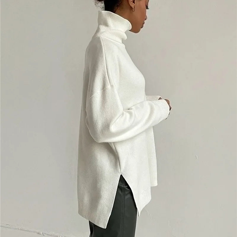 Bornladies Groene coltrui met split dames herfst en winter warm