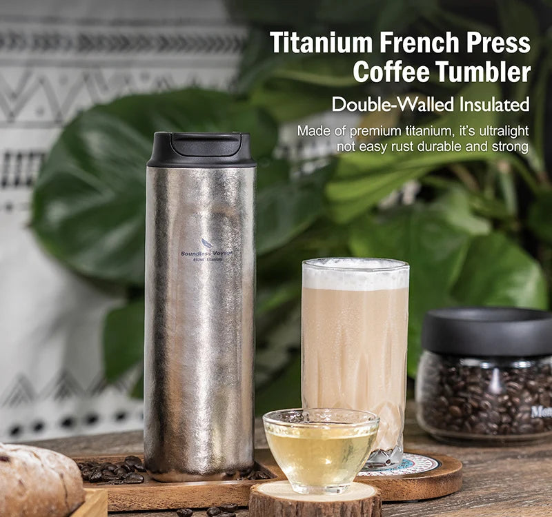 Boundless Voyage 450ml Titanium French Press Coffee Flask Double Walled