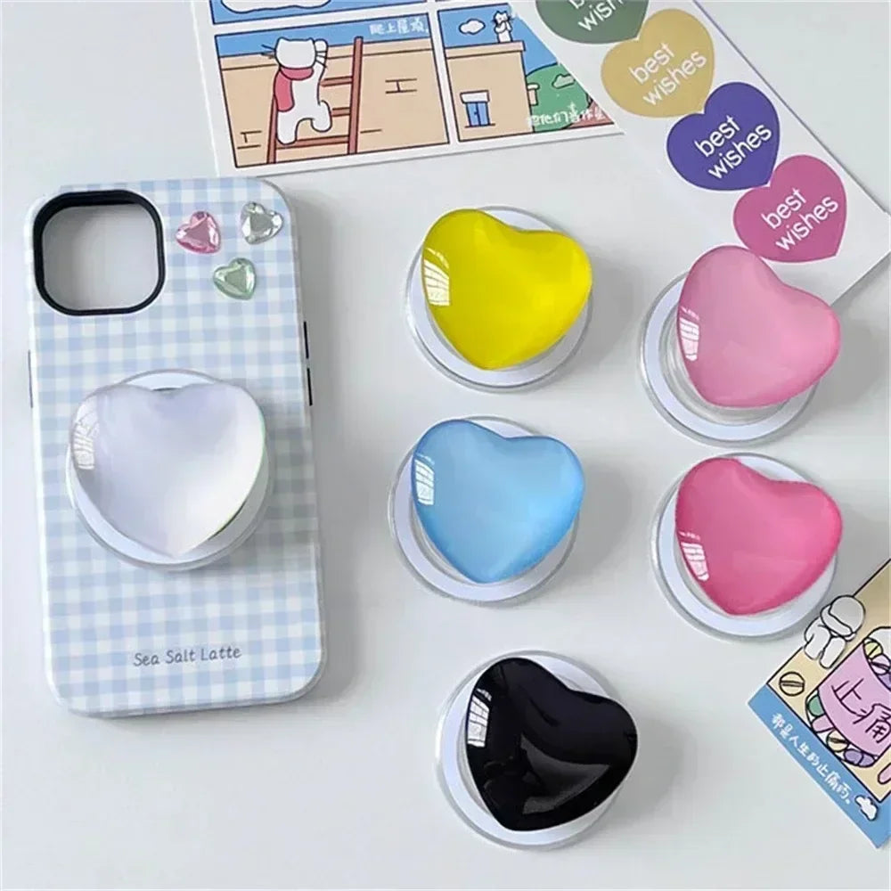 Desktop Magnetic Phone Holder Cute Glass Love Heart Design Cell Phone Support
