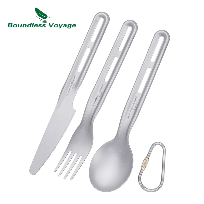 Boundless Voyage Camping Cutlery Set Titanium Knife Spoon Fork Chopsticks
