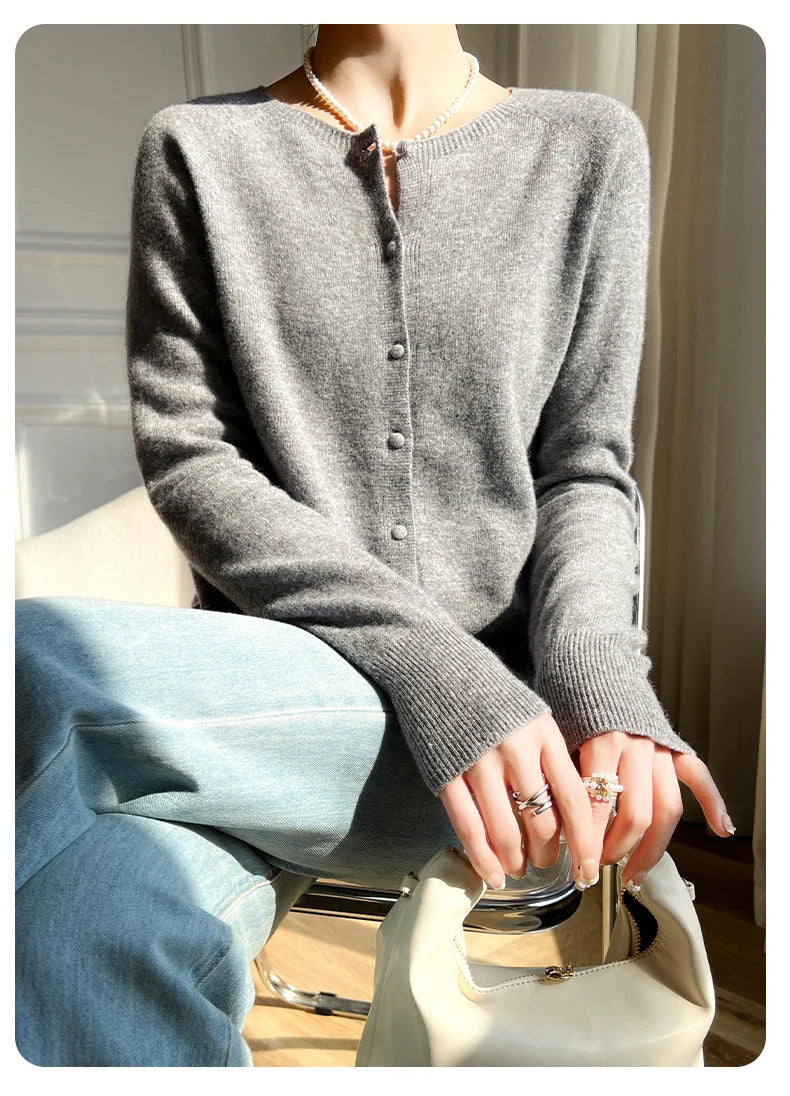 Женские кардиганы WinvyNee из 100% шерсти, свитер, однотонные, повседневные, тёплые, верхняя одежда, трикотаж