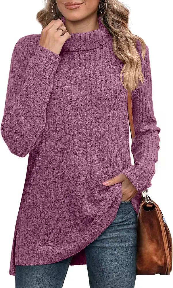 Effen herfst dames oversized coltrui truien lange mouwen