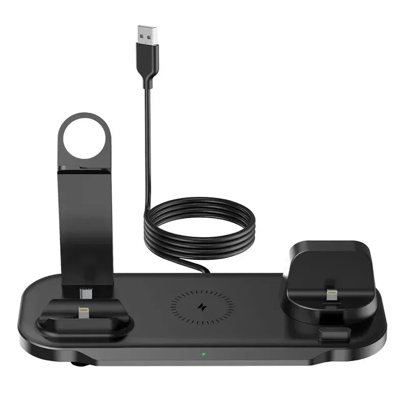 6-in-1 15W draadloze opladerstandaard voor iPhone 16, 15, 14, Samsung, Xiaomi, Apple