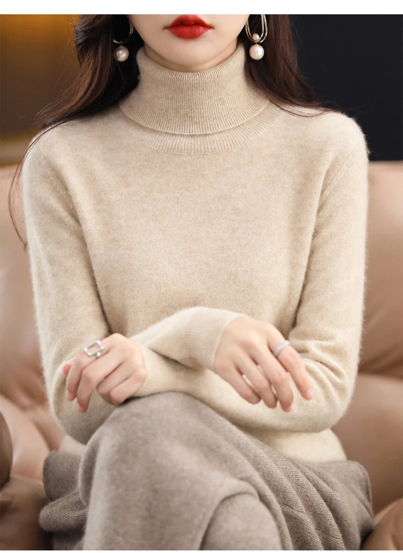 Женские кашемировые свитера с длинными рукавами, свободные женские водолазки, модные пуловеры