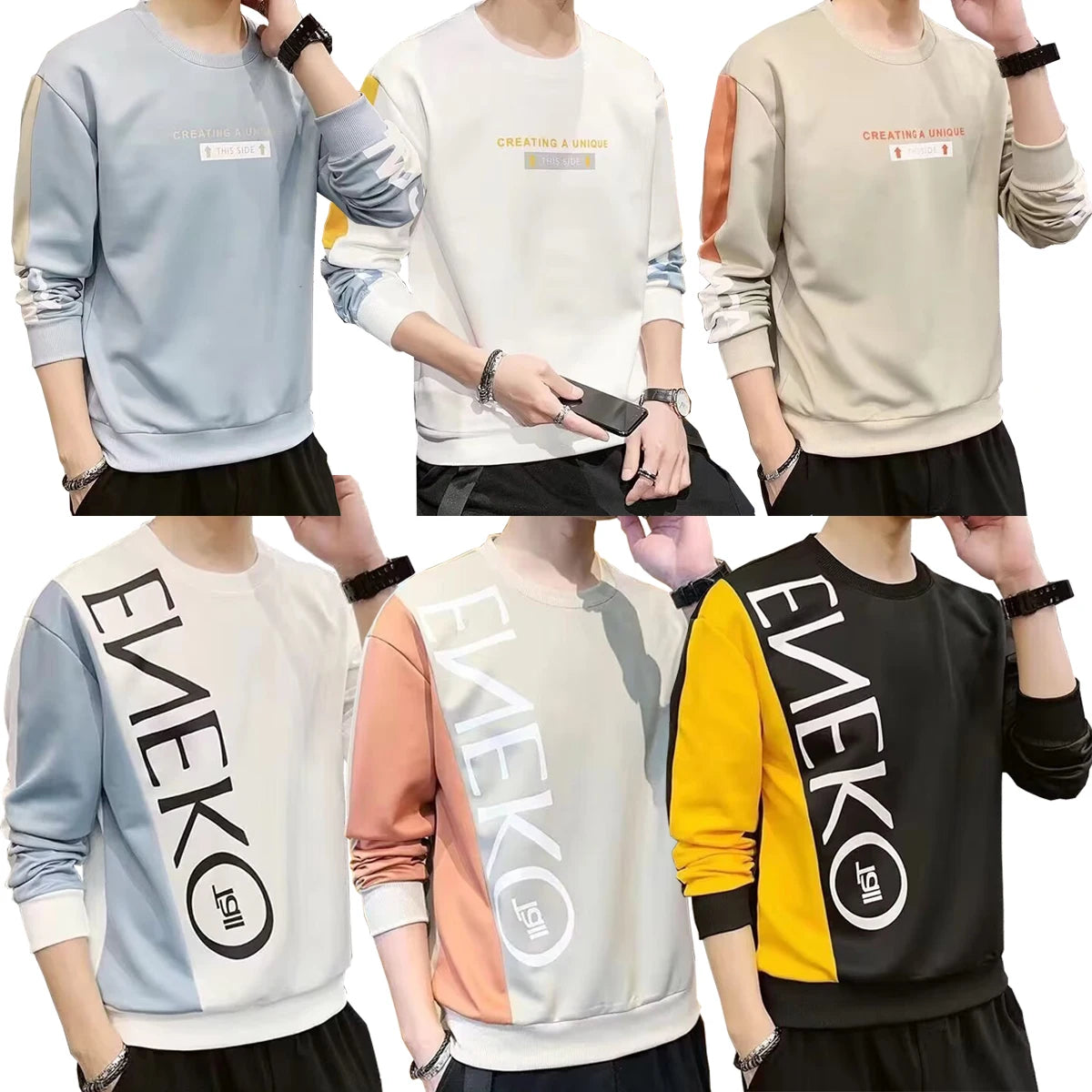 T shirt Men s Long Sleeved Round Neck With Letter Print Pattern Spring Autumn Suitable Shirt Couples
