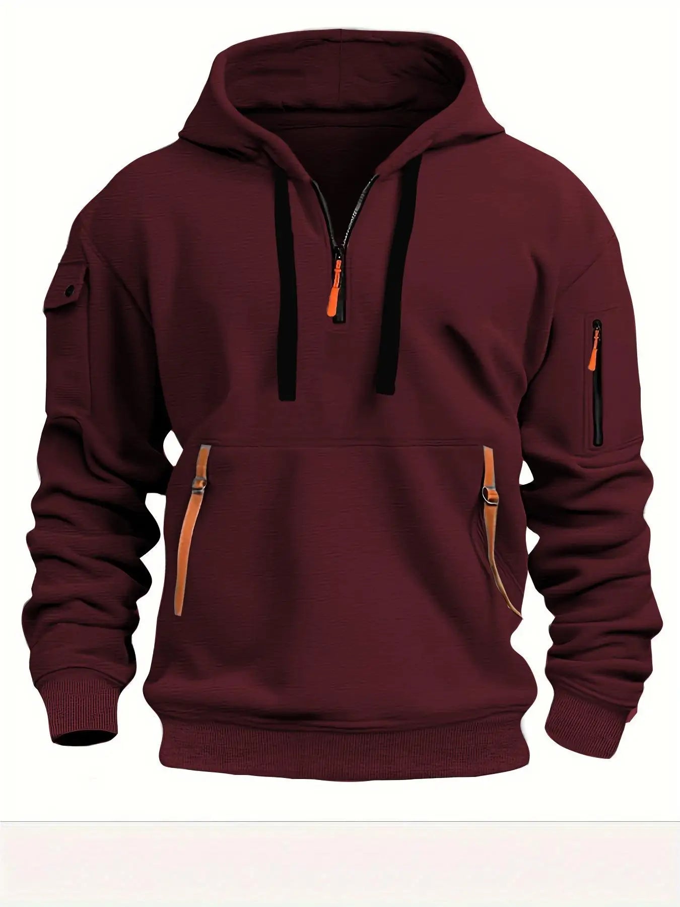 Multi Pocket Zipper Fleece Hooded Casual Shirt for Men and Women Plus Size Loose