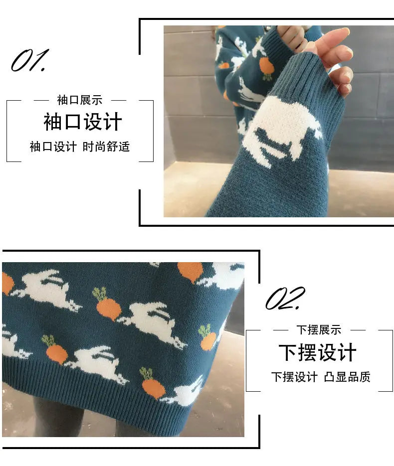 Retro Medium to Long Length Outerwear Fashionable Versatile Women s Sweater Wide Elastic Knitted
