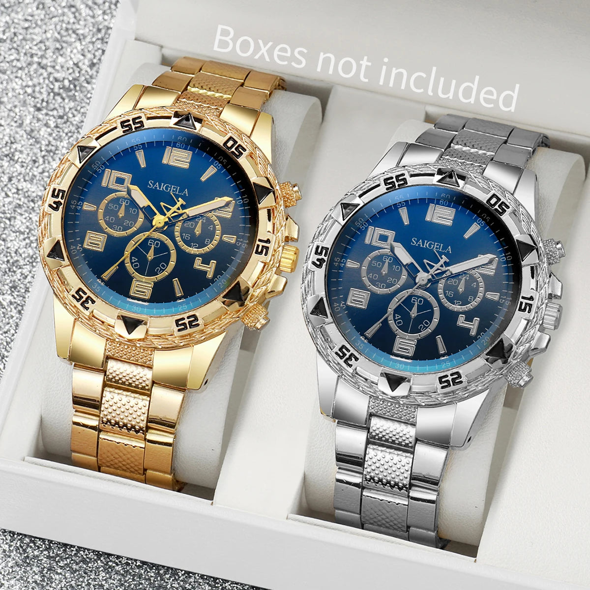 2pcs set Men Business Watches Fashion Arabic Dial Steel Band Male s Quartz Watch