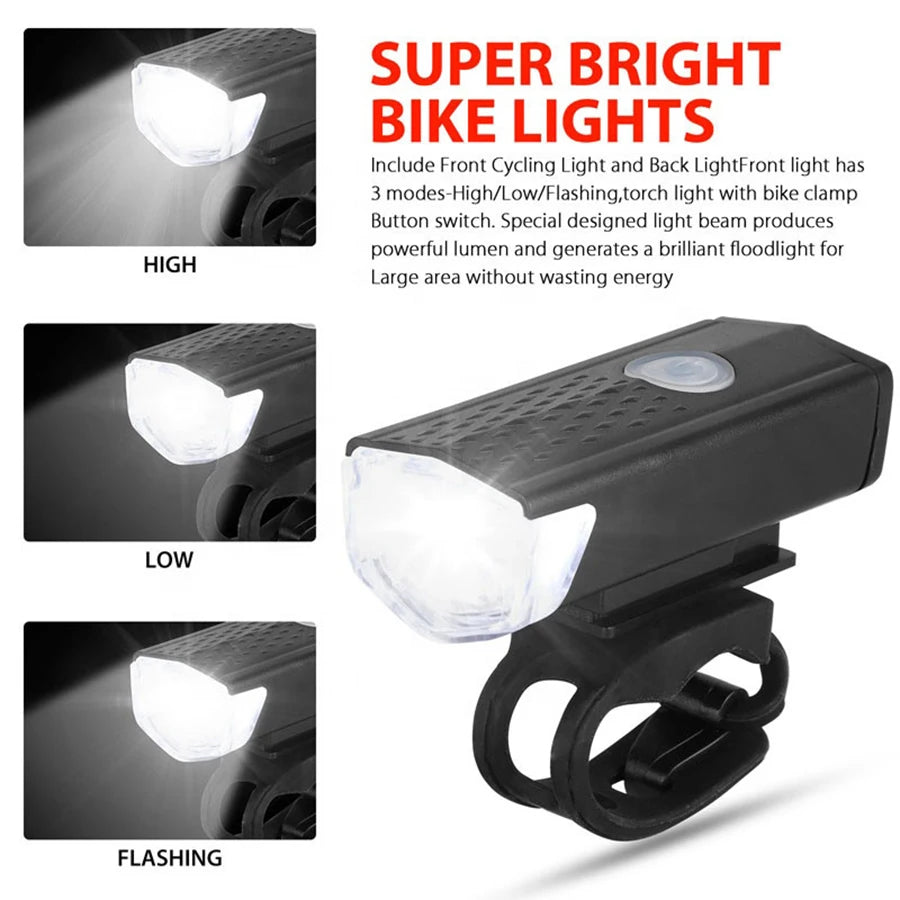 USB LED oplaadbare fietsverlichtingsset MTB racefiets voor- en achterkoplamp