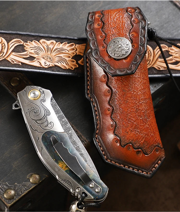 Handmade Damascus Steel Pocket Knife, Men s and Women s Folding Knife, Outdoor