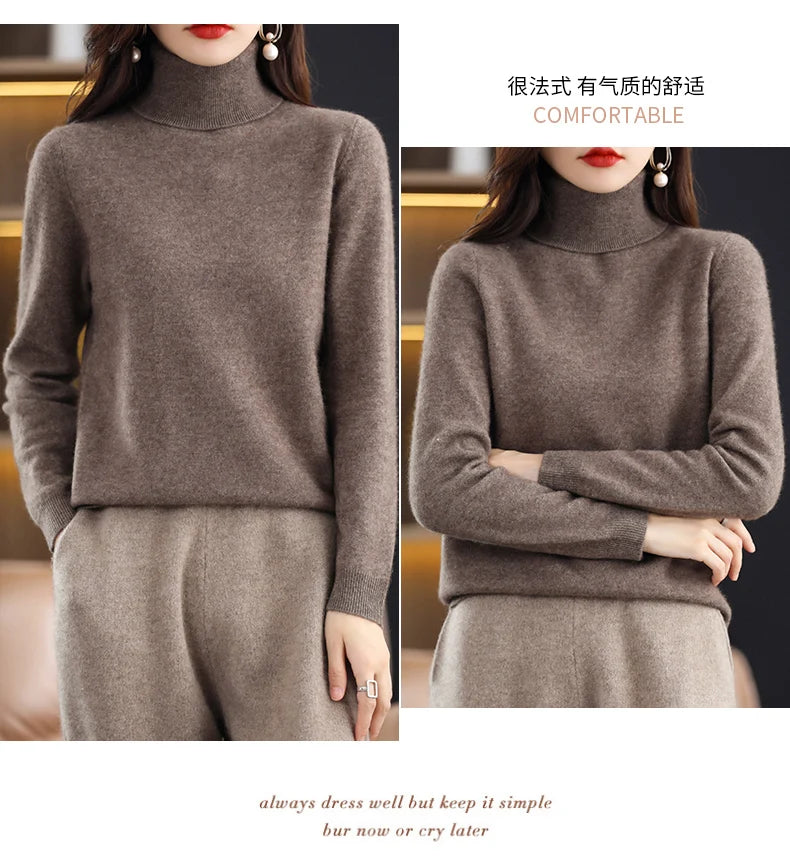 Женские кашемировые свитера с длинными рукавами, свободные женские водолазки, модные пуловеры