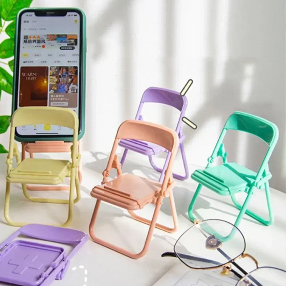 Foldable Mini Phone Holder Desktop Lazy Cellphone Mount Ornament Small Doll