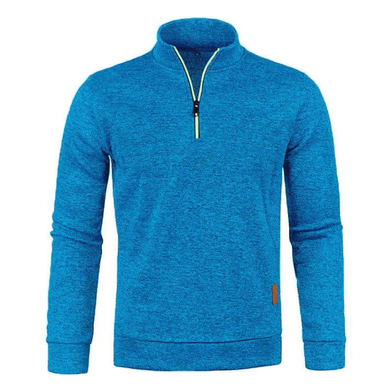 Autumn Men s Half Zipper Sweatshirts Long Sleeve Solid Color Pullover Turtleneck